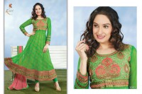 Green orange Anarkali Suit