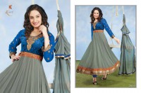 blue brown olivgreen Anarkali suit