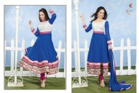 white blue pink lace Anarkali Suit