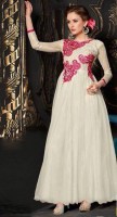 White Pink Footlong Gown embroidered