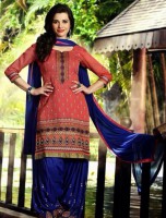 Orange/lachs Blue Salwar Suit