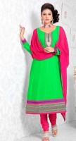 Neon Green Pink Anarkali Suit 