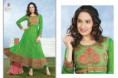 Green orange Anarkali Suit