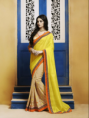Yellow Bhagalpuri Silk Saree Kuchi embroidery
